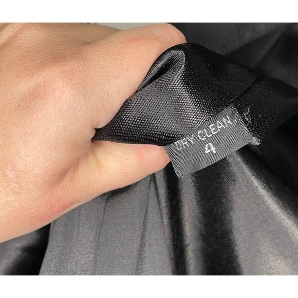 Harve Bernard Black Satin Diamond Design Buttons Trench Coat size 4 - Picture 11 of 11